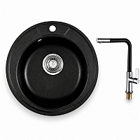 Комплект мивка и смесител 8301 BLACK + 718650 BLACK – Inter Ceramic 11.12.77.0107